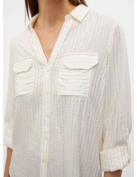 VERO MODA DONNA BUMPY LS GLITTER SHIRT WVN GA NOOS