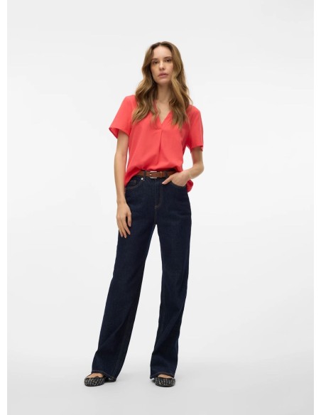 VERO MODA DONNA MYMILO SS V-NECK TOP WVN GA
