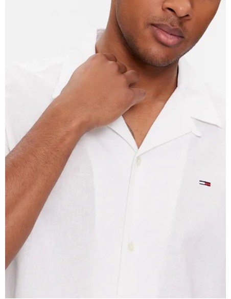TOMMY JEANS CAMICIA M.C. UOMO LINEN BLEND CAMP