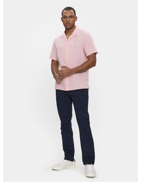 TOMMY JEANS CAMICIA M.C. UOMO LINEN BLEND CAMP