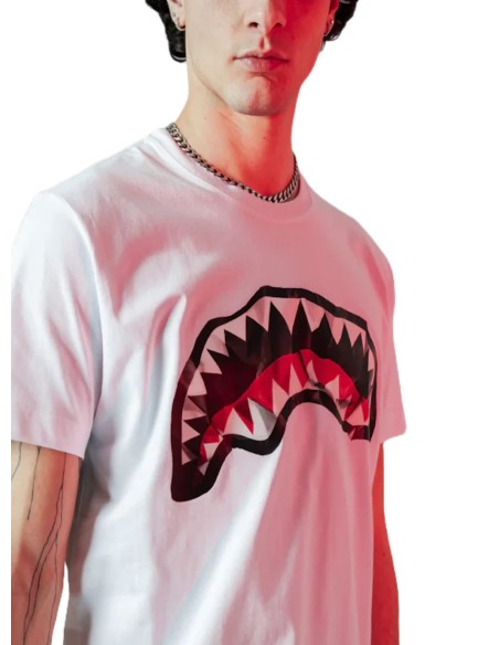 SPRAYGROUND T-SHIRT UOMO,CRUMPLED SHARK WHT