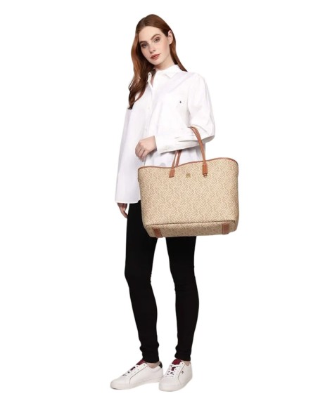 TOMMY HILFIGER DONNA MONOPLAY LEATHER TOTE