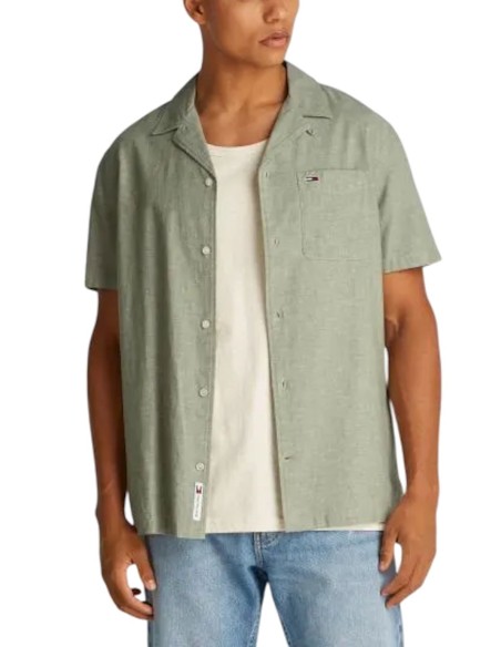 TOMMY JEANS  CAMICIA M.C. UOMO LINEN BLEND CAMP, M