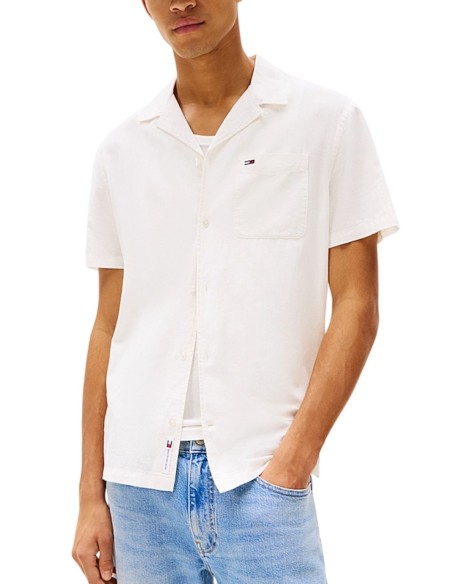 TOMMY JEANS CAMICIA M.C.UOMO LINEN BLEND CAMP, YBL