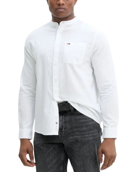 TOMMY JEANS CAMICIA UOMO LINEN MIX BAND C, YBL