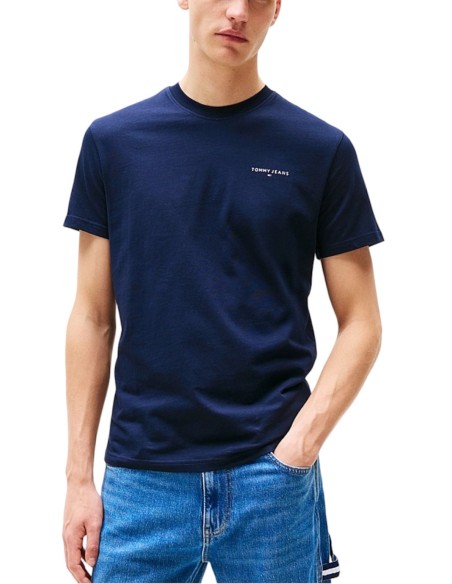 TOMMY JEANS T-SHIRT UOMO  SLIM LINEAR CHES, C1G