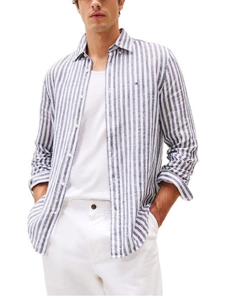 TOMMY HILFIGER CAMICIA UOMO LINEN ESSENTIAL STRI, 