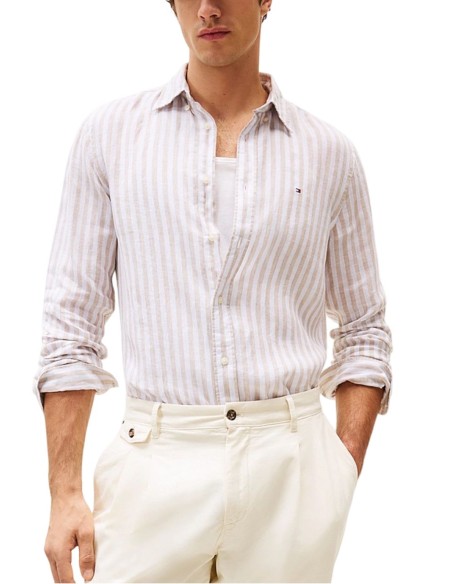 TOMMY HILFIGER CAMICIA UOMO LINEN ESSENTIAL STRI, 