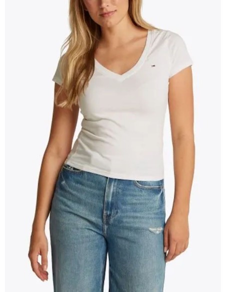 TOMMY JEANS T-SHIRT DONNA TJW SLIM V-NECK TEE, YBL