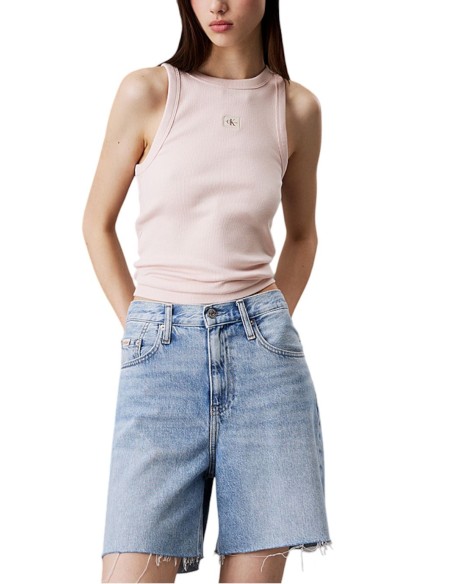 CALVIN KLEIN JEANS CANOTTA WOVEN LABEL RIB TANK, T