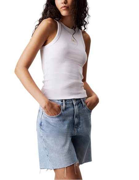 CALVIN KLEIN JEANS CANOTTA DONNA WOVEN LABEL RIB T