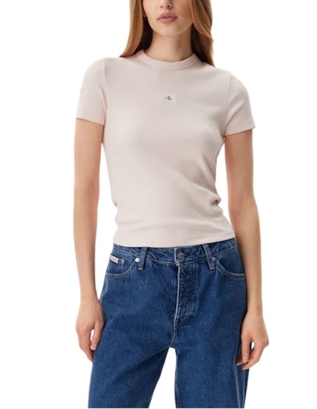 CALVIN KLEIN JEANS T-SHIRT DONNA WOVEN LABEL RIB F