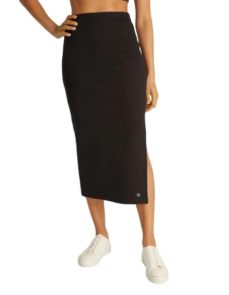 CALVIN KLEIN JEANS GONNA DONNA WOVEN LABEL RIB SKI