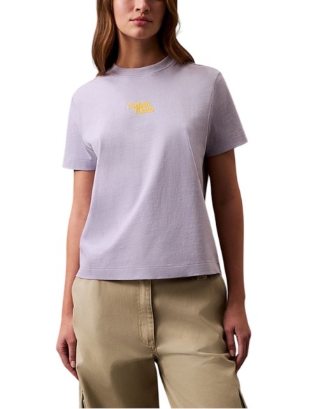 CALVIN KLEIN JEANS T-SHIRT DONNA SS FLOCKED LOGO C