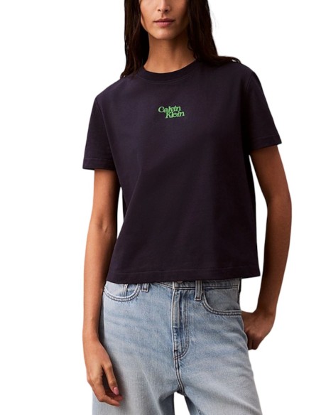 CALVIN KLEIN JEANS T-SHIRT DONNA SS FLOCKED LOGO C