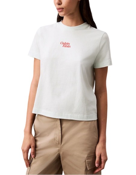 CALVIN KLEIN JEANS T-SHIRT DONNA SS FLOCKED LOGO C