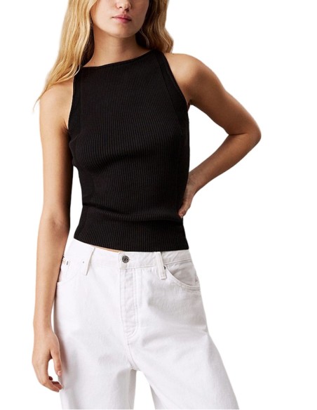 CALVIN KLEIN JEANS CANOTTA DONNA WOVEN LABEL SWEAT