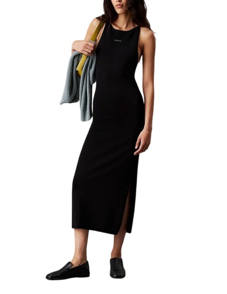 CALVIN KLEIN JEANS ABITO DONNA PLACED INST LONG SW