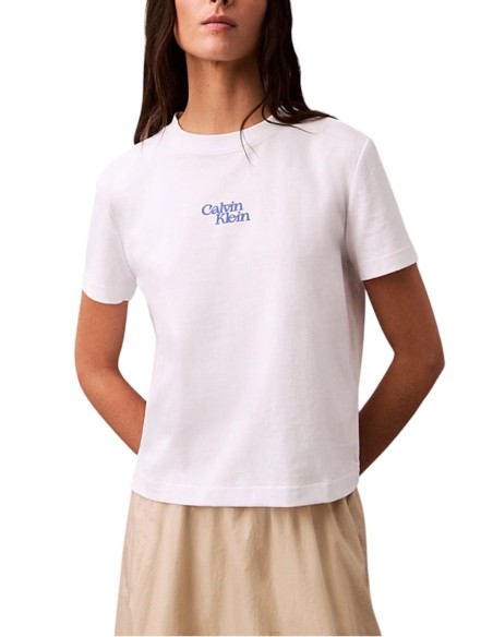 CALVIN KLEIN JEANS T-SHIRT DONNA SS FLOCKED LOGO C