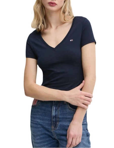 TOMMY JEANS T-SHIRT DONNA SLIM V-NECK TEE, C1G