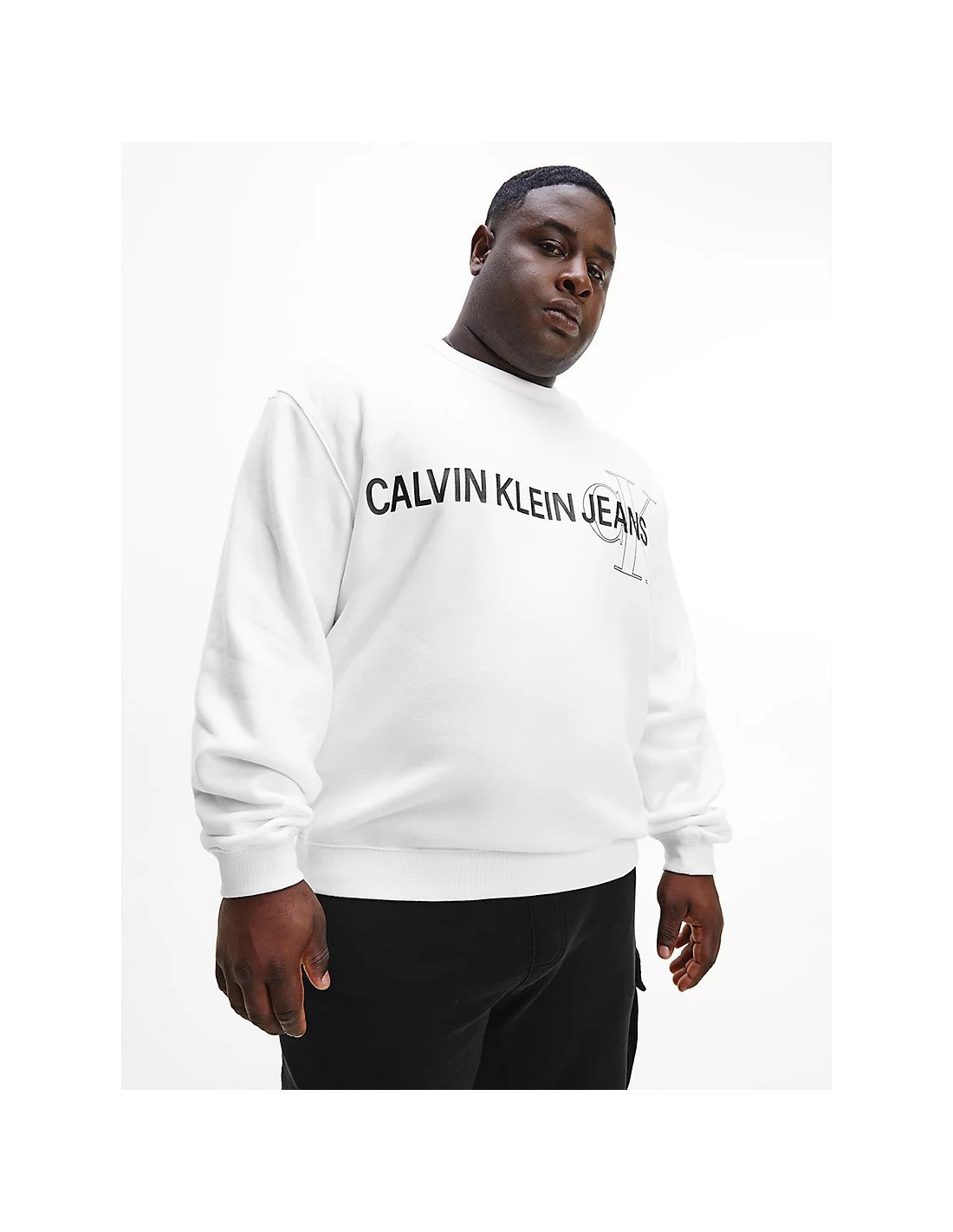 Plus Instit Logo Calvin Klein Herren-Sweatshirt in Weiß Taglia 4XL Farbe  Weiß