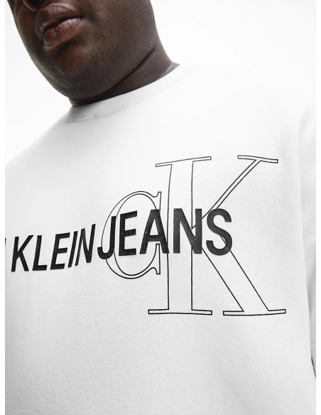 Felpa bianca uomo Plus Instit Logo Calvin Klein
