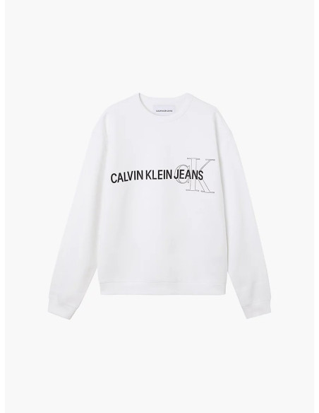 Felpa bianca uomo Plus Instit Logo Calvin Klein