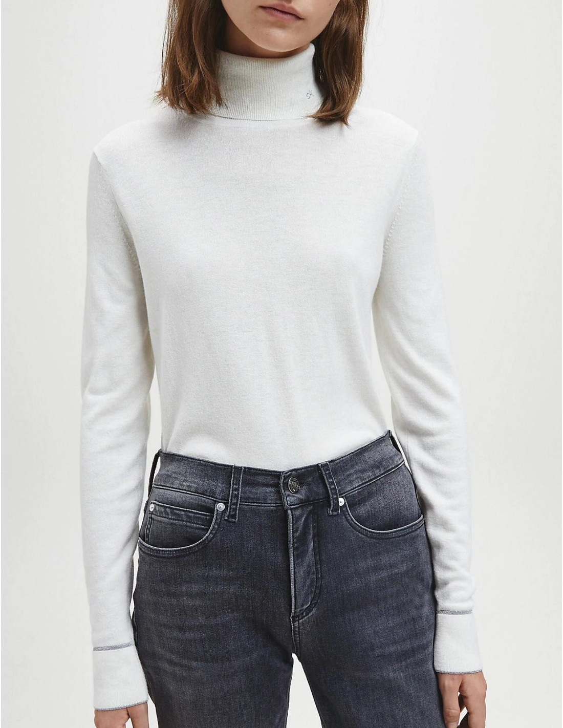 CALVIN KLEIN HIGH NECK SWEATER Taglia S Color White CALVIN KLEIN HIGH NECK SWEATER Taglia S Color White