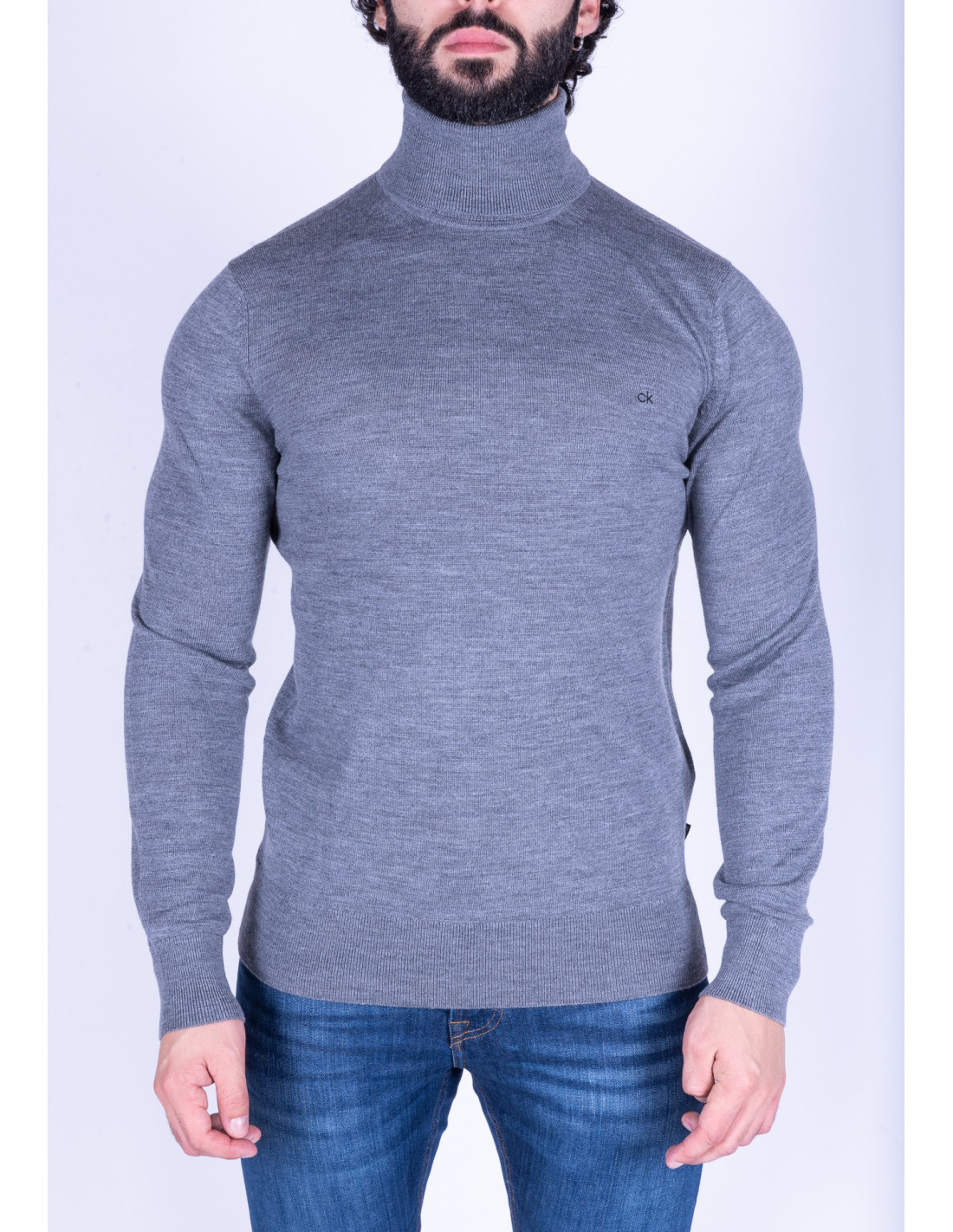 Calvin Klein gray sweater for men Superior Wool Taglia S Color Grigio chiaro