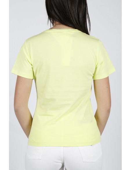 T-shirt lime girocollo donna Tommy Jeans con logo