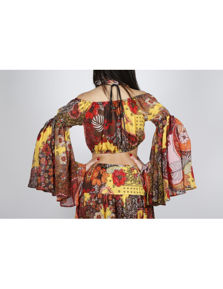 Top aus gemustertem Effek-Chiffonstoff