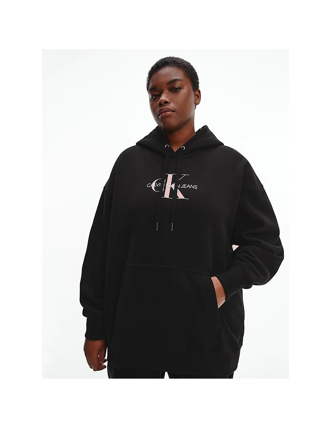 Sudadera negra de mujer Plus Mid Scale Monog Calvin Klein Taglia