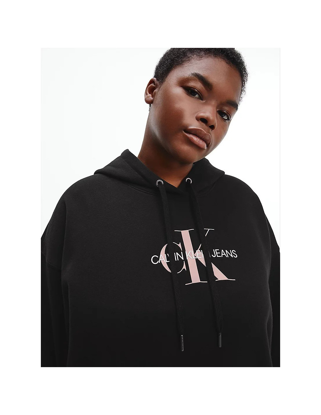 Sudadera negra de mujer Plus Mid Scale Monog Calvin Klein Taglia