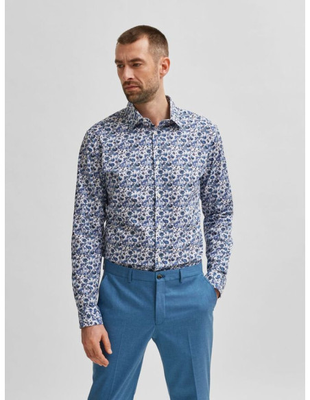 Camisa flores hombre Blu chiaro Taglia S