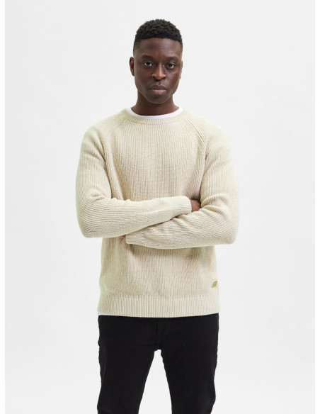 Slhirven Ls Knit Crew W para hombre
