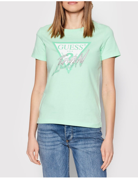 Camiseta Mujer Ss Cn Guess XS Color Verde chiaro