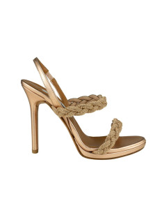 Sandalo donna oro con trecce strass Albano
